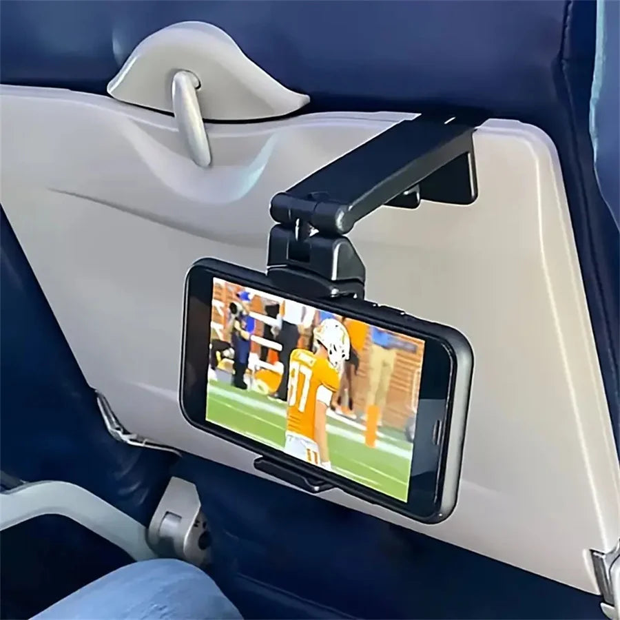 Foldable Adjustable Airplane Phone Holder Stand Portable Travel Desk for Flight Train and Car Seats Rotatable Selfie Capable