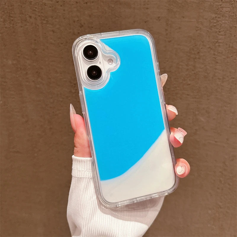 Floating Luminous Quicksand Phone Case for Iphone 14 15 16 Pro Max 13 Cover Dark Glow Gloss Liquid Glitter Shell Hard Coque Girl